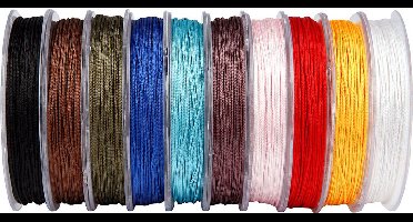 Polyester koord - Assortiment, dikte 1 mm, kleuren assorti, 10x50 m