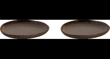 Palmer - David Mucky - Bord - 2 stuks - ø 17 cm - Bruin - Stoneware - Bordenset