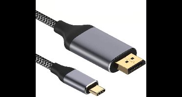 USB C naar DisplayPort kabel - 3840 x 2160 (60Hz) - Nylon mantel  - Grijs - 3 meter - Allteq