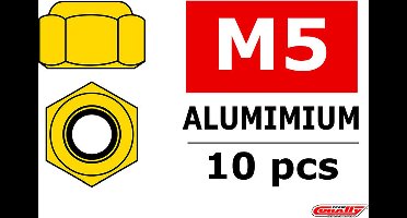 Team Corally - Aluminium zelfborgende zeskantmoer - M5 - Goud - 10 st