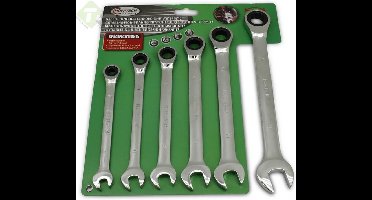 Steekring ratelsleutel set, 6 delig, Metrisch, 8,10,12,13,14,17mm