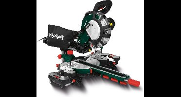 Parkside Verstek en Trekzaag 2000 W - Toerental: 0 - 4800 tpm - Verstekhoek: -45 - 45° - Traploos Kantelbare Zaagkop (0° tot 45°) - Verstek continu of met vast hoeken in te stellen - Eenvoudig hanteerbare afkortzaag