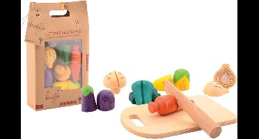 Jouéco Snijgroente set - Speelgoedeten en -drinken - 14 delen - Hout - Vanaf 3 jaar
