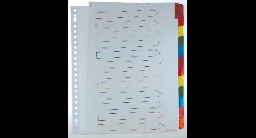 Pergamy tabbladen met indexblad, ft A4, 11-gaatsperforatie, geassorteerde kleuren, 12 tabs