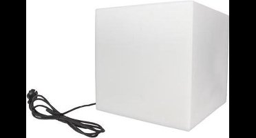 Perel Lichtkubus voor tuin, met grondpen, gebruik binnen en buiten, 38 cm, 3 m voedingskabel, fitting E27, IP65, wit