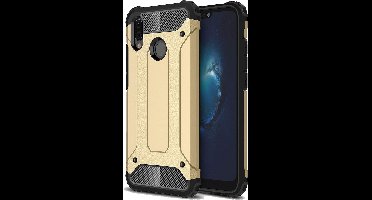 Ntech Hoesje Geschikt voor Huawei P20 Lite (2018) Dual layer Armor Hoesje - Goud