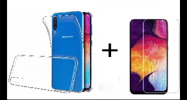 Hoesje Geschikt Voor Samsung Galaxy A50s/A30s TPU Back hoesje - Transparant + Glazen Screenprotector