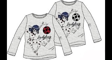 Miraculous Ladybug Shirt met Lange Mouw - Veegpailletten - grijs - maat 116 (6 jaar)