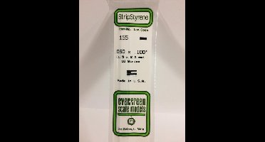 Evergreen Modelbouwdecoratie - 155 Strip 1,5mmX2,5mmX35cm -10 stuks Styreen