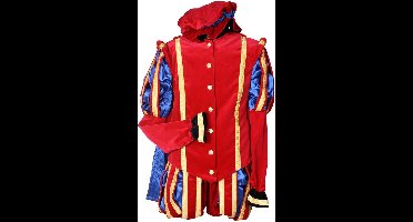 Witbaard Piet fluweel Malaga - Kostuum rood/blauw (mt M)