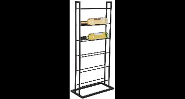 Present Time Wijnrek Single Floor - Zwart - 38x20x84.5cm - IJzer - Voor aan de Muur - 6 Flessen - Scandinavisch - Moederdag - Moederdag cadeautje - Moederdag cadeau voor mama