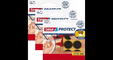 Tesa meubelvilt - 36x stuks - bruin - 2,2 cm - rond - meubelbeschermers - Beschermvilt - Viltglijders - Anti-kras vilt