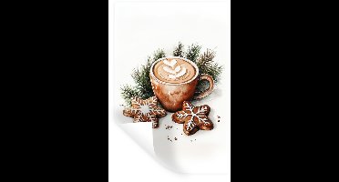 Muurstickers - Sticker Folie - Koffie - Koek - Winter - Art - Kerst - 20x30 cm - Plakfolie - Muurstickers Kinderkamer - Zelfklevend Behang - Zelfklevend behangpapier - Stickerfolie