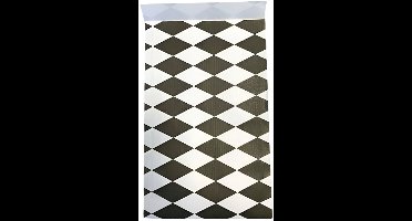 Kadozakje Zwart Wit Ruit | 12x19cm 50 stuks | 70gr gestreept wit