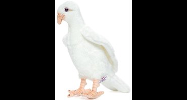 Hansa pluche duif - Levensechte knuffelvogel - Wit - 20 cm - Realistisch