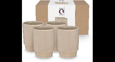 vtwonen - Mokken zonder oor - Koffiemok - Licht Grijs - Keramiek - 300ml - Set van 4