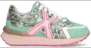 MEXX Kids XX825250-563 Meisjes Lage Sneakers - Groen/Print/Roze - Leer - Veters