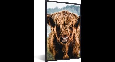 PosterMonkey - Poster - Fotolijst - Schotse hooglander - Dieren - Koe - Natuur - Water - Kader - 80x120 cm - Poster Schotse hooglander - Kamer decoratie - Poster lijst - Poster dieren