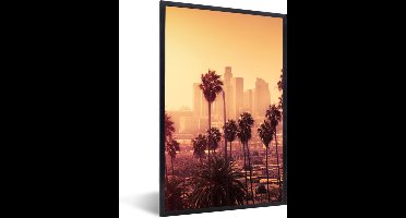 PosterMonkey - Poster - Foto met lijst - Palmboom - Los Angeles - Skyline - Zonsondergang - Kader - 40x60 cm - Posters - Poster met frame - Wanddecoratie