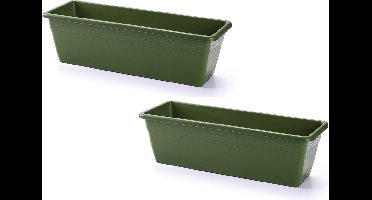 3x stuks plantenbak groen rechthoekig 50 x 17 x 15 cm - Bloembakken/plantenbakken voor binnen/buiten