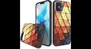 LuxeBass Siliconen hoesje met print geschikt voor Apple iPhone 12 Pro Max - Marmer Triangle - telefoonhoes - gsm hoes - telefoonhoesje