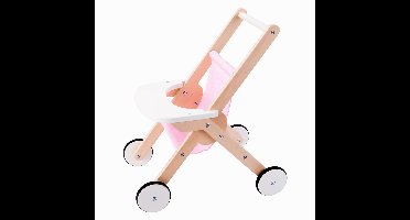 Poppenwandelwagen – Houten Poppenwagen – Roze – 45 x 33 x 50 cm – Poppenwagen voor Kinderen – Rollenspel Speelgoed – Engelhart