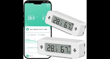 2 stuks wifi digitale binnenthermometer en hygrometer - met alarm en geschiedenis - compatibel met Alexa, Smart Life en de Tuya Smart-app
