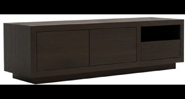 Tampere TV dressoir 150 met 2 deuren, 1 lade en 1 open vak, Intense Black - Oak Collection