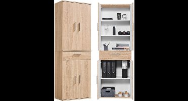Kast – Ladekast – Archiefkast – Opbergkast – Woonkast – Multifunctioneel – 180 cm Hoog – Sonoma Oak Hout