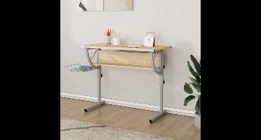 Verstelbaar Bureau – Werktafel – Schrijftafel – Studieplek – Creatief Bureau – Sonoma Eiken – Verstelbare Hoogte 58-87 cm – Robuust Stalen Frame