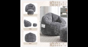 Zitzak Fauteuil – Zitzakstoel – Relaxstoel – Poef – Chenille Bekleding – Foamvulling – Lichtgewicht 19,5 Kg