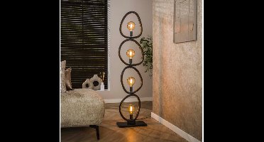 Vloerlamp 4L organic steel - Artic zwart