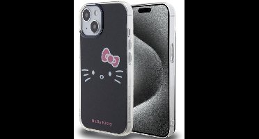 Hello Kitty iPhone 15 TPU Back Cover hoesje – Kitty Face – Zwart