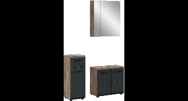 xonox.home badkamercombinatie Ice (B/H/D: 105x185x30 cm) in matzwart en Nox Oak-imitatie