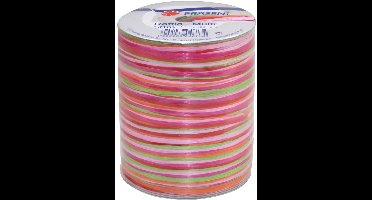Vedes raffia knutselbast roze oranje groen 50m rol decoratie.