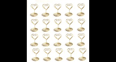 45mm Hartvormige Memoklem - 20 Stuks Metalen Kaarthouders voor Bruiloftstafel