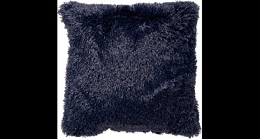 Dutch Decor FLUFFY - Sierkussen 45x45 cm - superzacht - effen kleur - Insignia Blue - donkerblauw - Inclusief binnenkussen - Luxe kussens voor woonkamer & bank