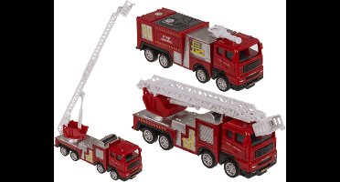 Out of the Blue brandweervoertuigen speelgoed met beweegbare functies 16,5 cm.