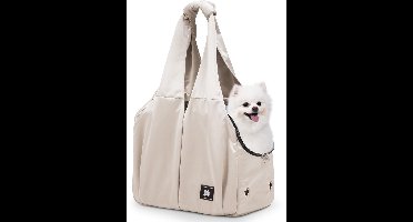 Draagtas voor huisdieren — Zachte, draagbare schouder-/handtas — Opvouwbare reistas voor puppy's — Geschikt voor huisdieren tot 6 lbs (Beige)