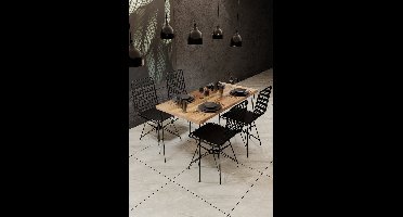 Asir - tafel- en stoelenset (5-delig) – eik