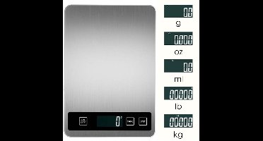 Digitale Keukenweegschaal - Elektronische Keukenweegschaal - Zeer Nauwkeurige Voedselweegschaal 1 g / 0,1 oz - Oplaadbaar en 5 kg - Professionele Harde Functie - Zilverkleurig - 1 Stuk