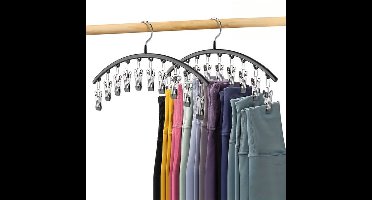 2-delige Kledinghanger Voor Leggings - Yogabroekhanger - Hanger Met 10 Clips - Sokkenhanger - Ruimtebesparend - Voor Het Ordenen Van Broeken, Rokken, Hoeden, Sjaals En Leggings
