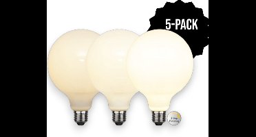 5-Pack | 3 standen - G125 Globelamp - E27 - 7.5W - Extra Warm Wit - 2700K - Opaal