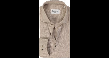 Michaelis slim fit heren overhemd - popeline - beige - Strijkvriendelijk - Boordmaat: 44