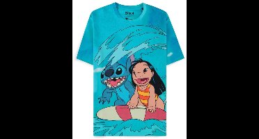 Disney Lilo & Stitch - Digital Printed Surf Unisex T-shirt - 2XL - Blauw/Multicolours