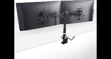 Monitor Arm voor 2 Schermen - Bureausteun met Klem - 10 t/m 32 inch - VESA 75x75 & 100x100 - 360° Kantelbaar - 90° Draaibaar - 2x 8kg Draagkracht - Incl. Kabelbinders