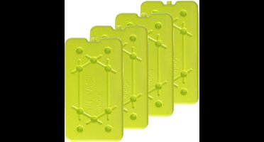 Plasticforte Koelelementen 450 gram - 4x - 14 x 25 x 1 cm - geel - Voor koelbox en koeltas