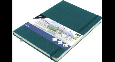 Kangaro schetsboek A4 - dark turquoise - met elastiek en lint - K-861334