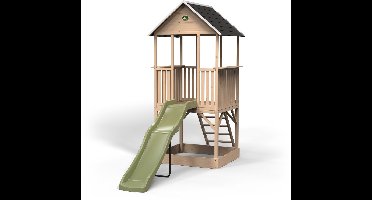 EXIT Panorama 500 Houten Speelhuis - met Glijbaan & Zandbak - Speelhuisje voor Buiten - FSC Hout - Kinderen