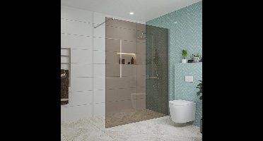 FugaFlow Eccelente Vetro inloopdouche badkamer - 160x200cm - rookglas - wandarm - geborsteld RVS